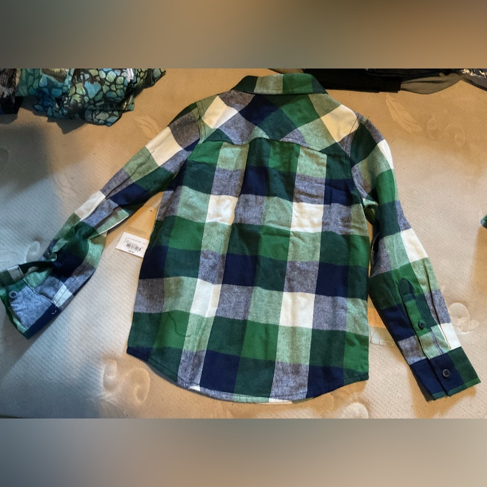 Squares Long Sleeve button shirt for Kids Size 6/7 By Thereabouts NWT - Picture 4 of 8